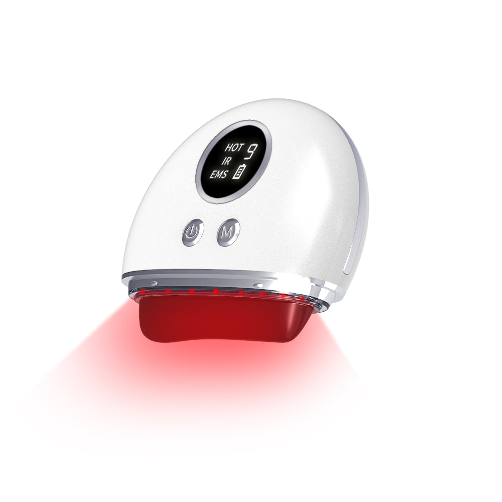 Photira Bian Stone Gua Sha Massager – red LED light + heat mode active