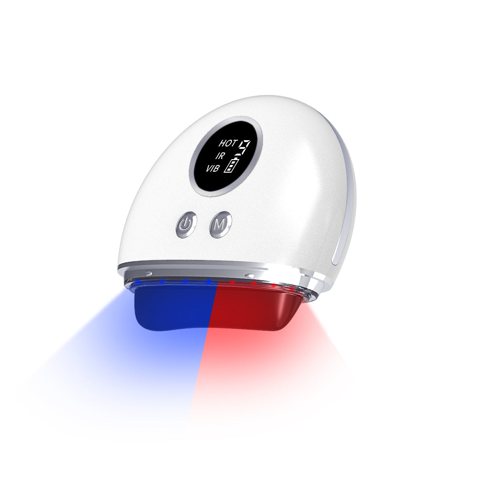 Photira Bian Stone Gua Sha Massager – red and blue alternating LED light therapy mode
