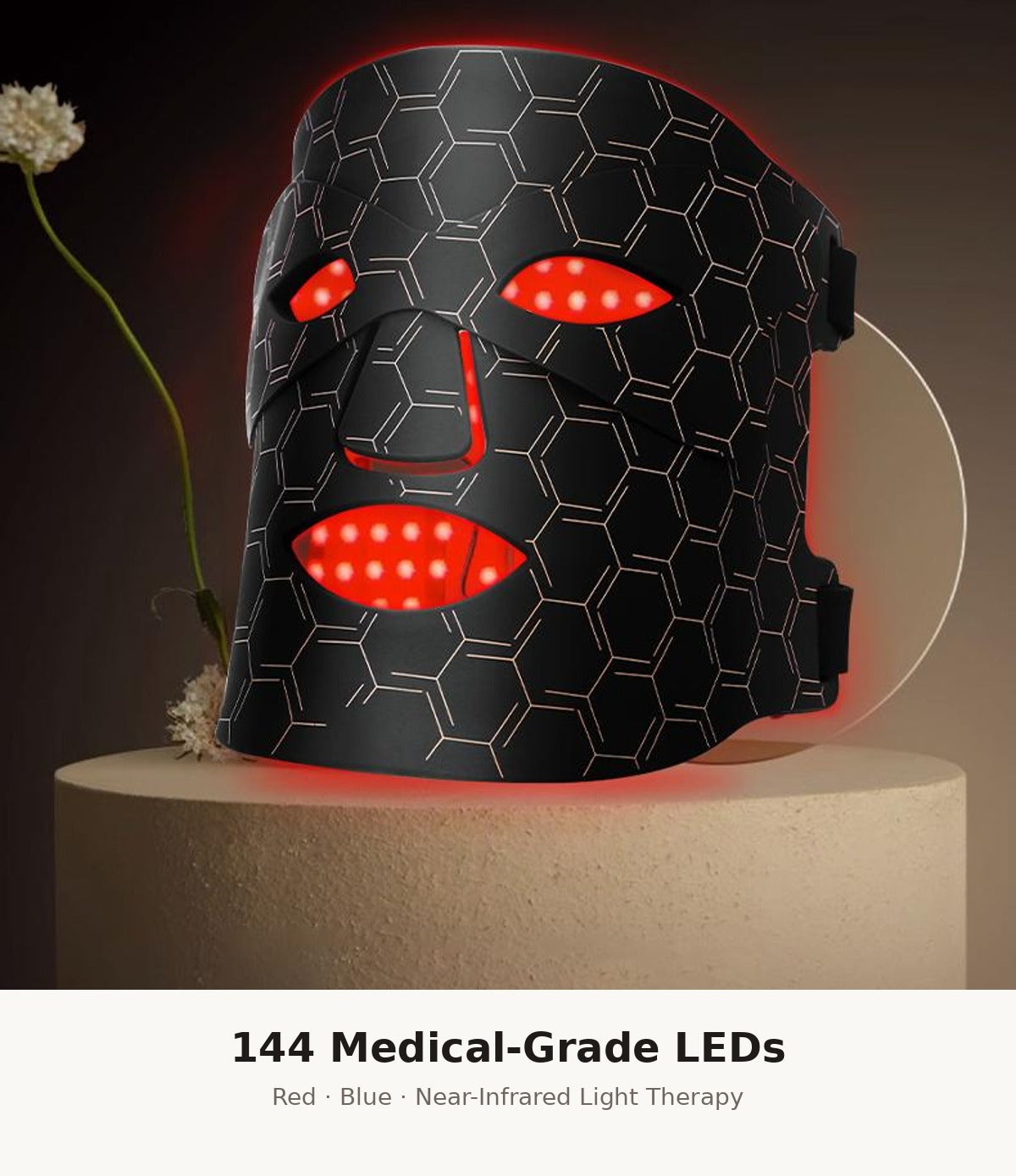 Photira LED Light Therapy Face Mask — Red, Blue & Near-Infrared 3-in-1